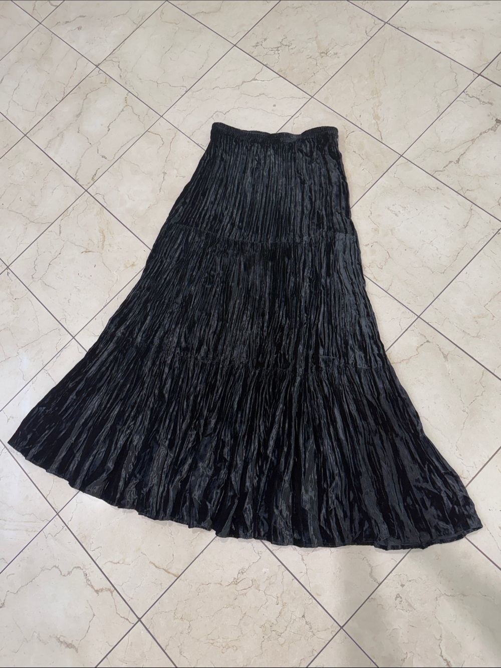 Double D Ranch Black Crinkle Maxi Skirt